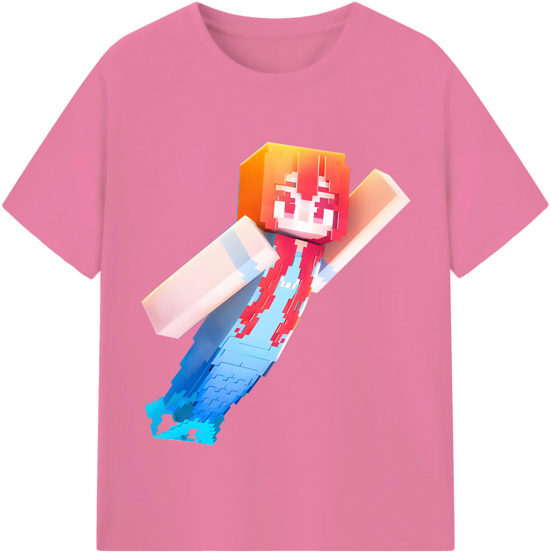（画像用） マインクラフト ブロックの世界 Minecraft MC Block world 綿100％半袖Tシャツ（フロントプリント）